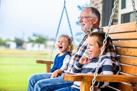time with grandpa on the porch
